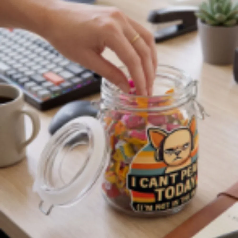 Funny Dog Treat Jar “I Can’t People Today” Glass Snack Jar 38oz